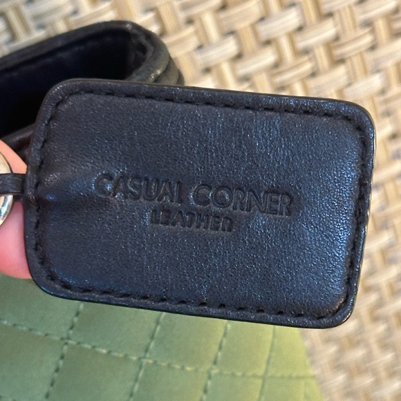 🌟3xHP🌟VTG 1990s Green Quilted Tote Bag Dark Brown Leather Trim Casual Corner - Picture 3 of 15